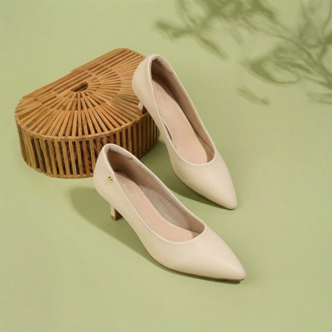 Mochi Women Beige Formal Pumps