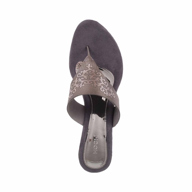 Mochi Women Gun-Metal Casual Slip Ons (SKU: 32-1070-29-36)