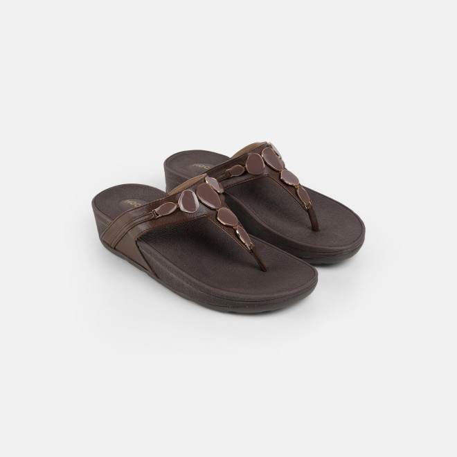 Mochi Women Brown Casual Slippers (SKU: 32-1090-12-36)