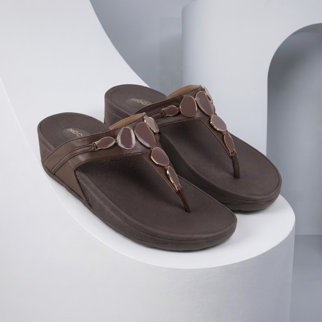 Mochi Women Brown Casual Slippers (SKU: 32-1090-12-36)