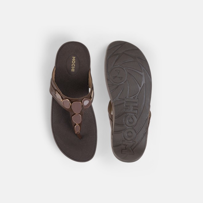 Mochi Women Brown Casual Slippers (SKU: 32-1090-12-36)