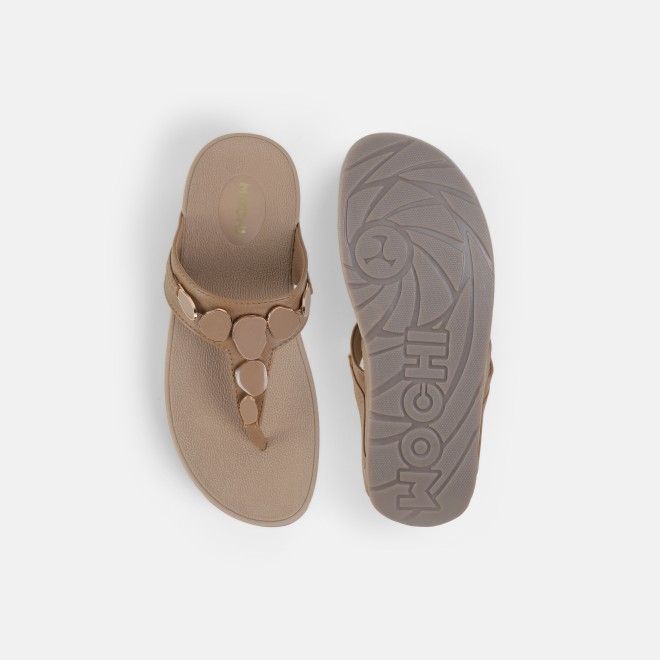 Mochi Women Beige Casual Slippers (SKU: 32-1090-20-36)