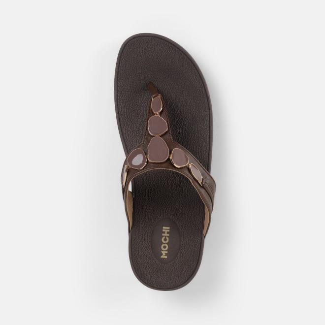 Mochi Women Brown Casual Slippers (SKU: 32-1090-12-36)
