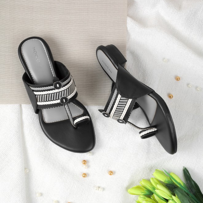 Mochi Women Black Casual Slippers & Flip Flops (SKU: 32-1105-11-37)