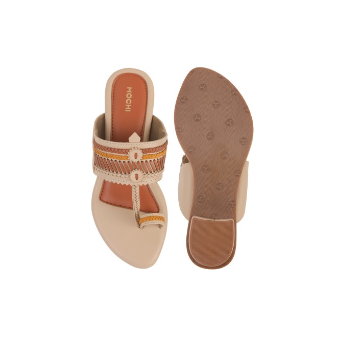 Mochi Women Beige Casual Slippers & Flip Flops (SKU: 32-1105-20-36)