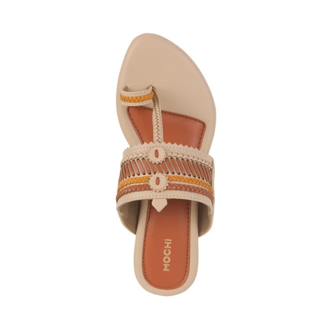 Mochi Women Beige Casual Slippers & Flip Flops (SKU: 32-1105-20-36)