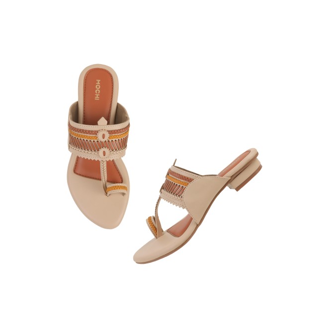 Mochi Women Beige Casual Slippers & Flip Flops (SKU: 32-1105-20-36)