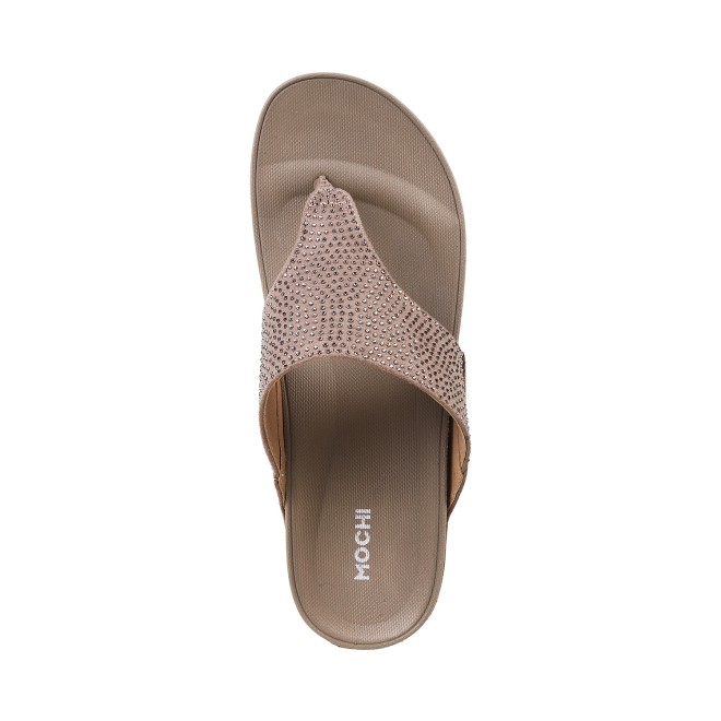Mochi Women Beige Casual Slippers (SKU: 32-116-20-36)