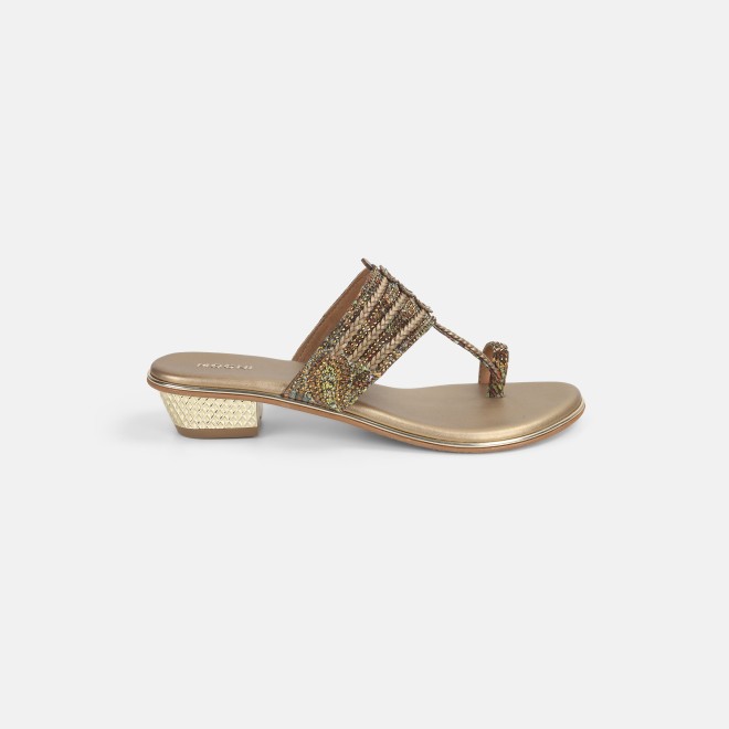 Mochi Women Antic-gold Ethnic Kolhapuris (SKU: 32-1164L-28-42)