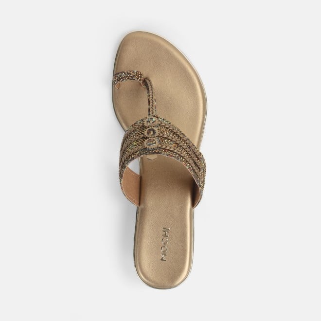 Mochi Women Antic-gold Ethnic Kolhapuris (SKU: 32-1164L-28-42)