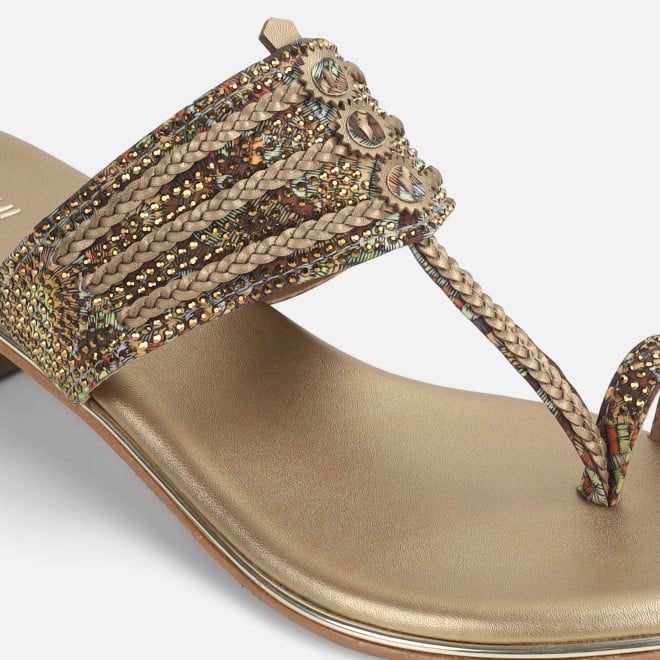 Mochi Women Antic-gold Ethnic Kolhapuris (SKU: 32-1164L-28-42)