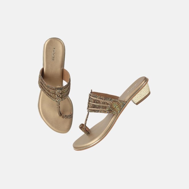 Mochi Women Antic-gold Ethnic Kolhapuris (SKU: 32-1164L-28-42)