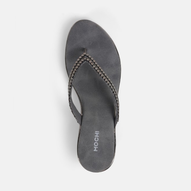 Mochi Women Gun-Metal Casual Slippers (SKU: 32-1167-29-36)