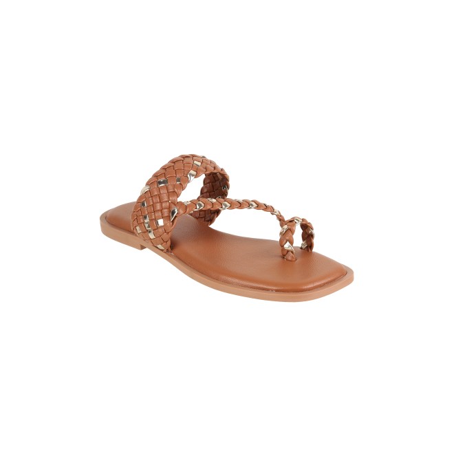 Mochi Women Tan Casual Slippers