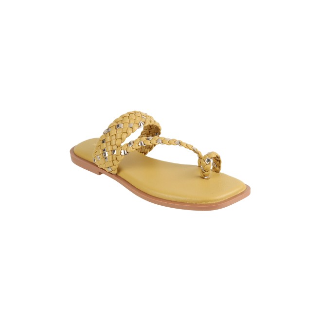 Mochi Women Yellow Casual Slippers