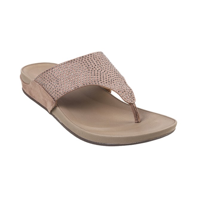 Mochi Women Beige Casual Slippers