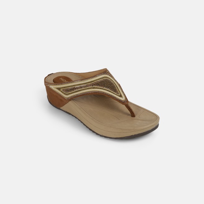 Mochi Women Antique-Gold Casual Slippers