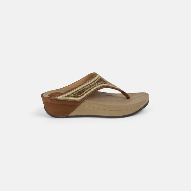 Mochi Women Antique-Gold Casual Slippers (SKU: 32-1175-28-36)