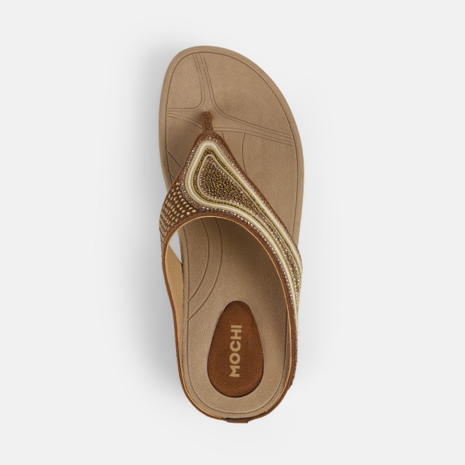 Mochi Women Antique-Gold Casual Slippers (SKU: 32-1175-28-36)