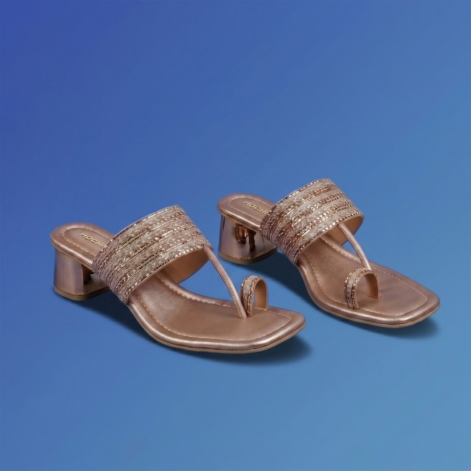 Mochi Women Rose-gold Ethnic Slip Ons