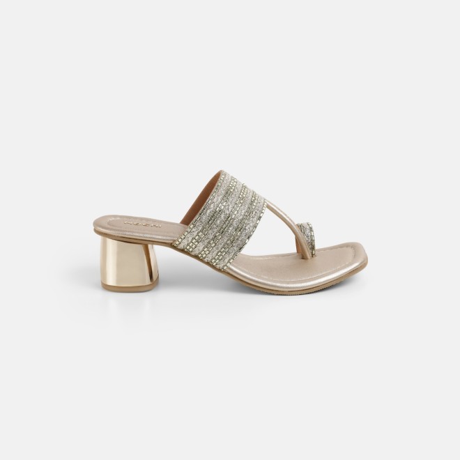 Mochi Women Gold Ethnic Slip Ons (SKU: 32-1183-15-35)