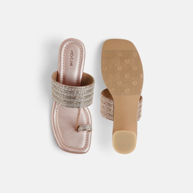 Mochi Women Rose-gold Ethnic Slip Ons (SKU: 32-1183-52-35)