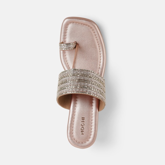 Mochi Women Rose-gold Ethnic Slip Ons (SKU: 32-1183-52-35)