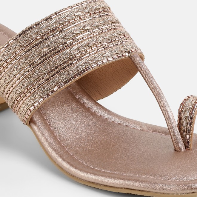 Mochi Women Rose-gold Ethnic Slip Ons (SKU: 32-1183-52-35)