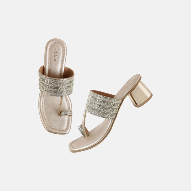 Mochi Women Gold Ethnic Slip Ons (SKU: 32-1183-15-35)