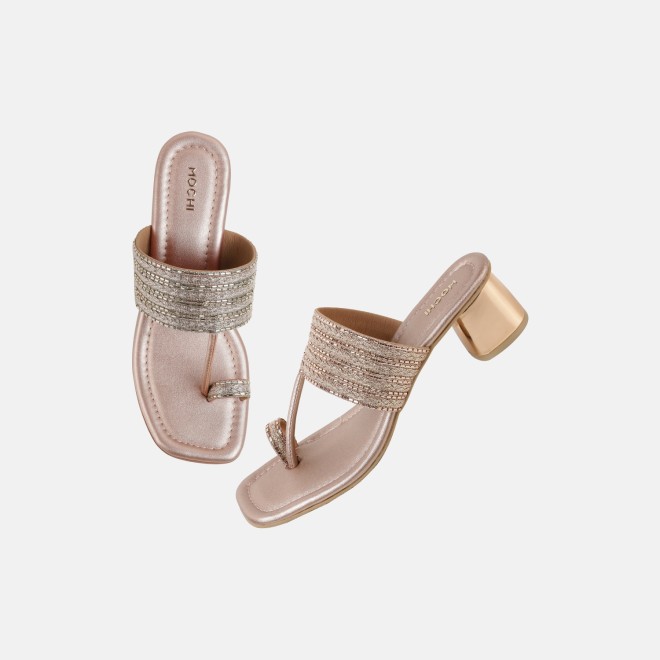 Mochi Women Rose-gold Ethnic Slip Ons (SKU: 32-1183-52-35)