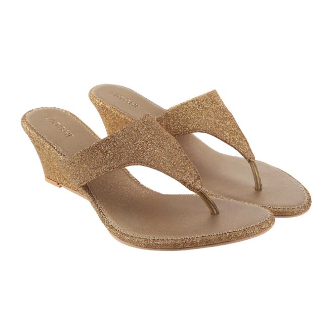 Mochi Women Antique-Gold Casual Slip Ons