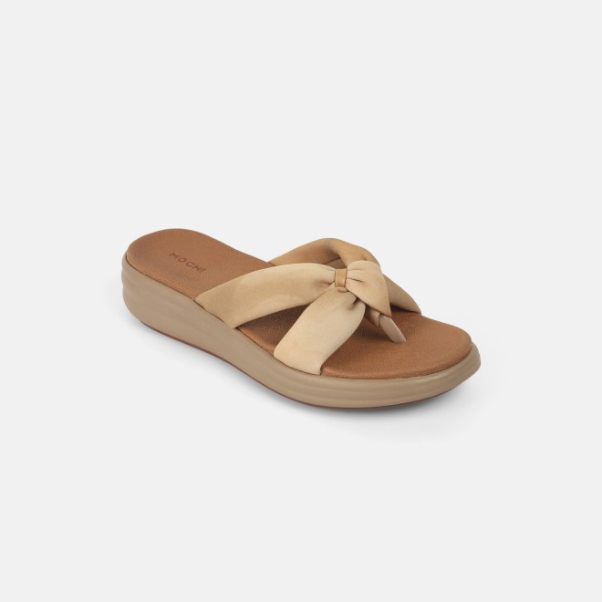 Mochi Women Beige Casual Slippers (SKU: 32-1211-20-37)