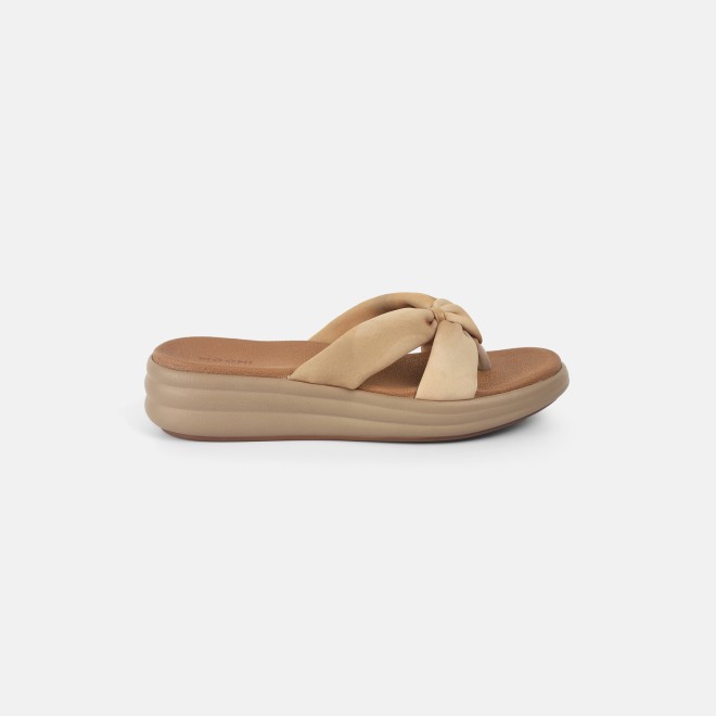 Mochi Women Beige Casual Slippers (SKU: 32-1211-20-37)