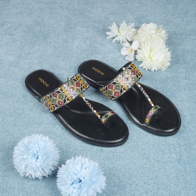 Mochi Women Black Ethnic Slippers (SKU: 32-1214L-11-42)
