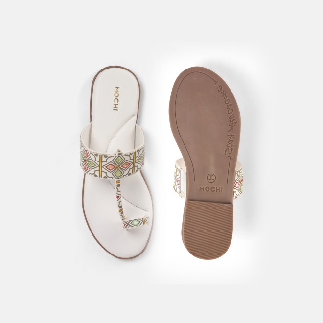 Mochi Women White Ethnic Slippers (SKU: 32-1214L-16-42)