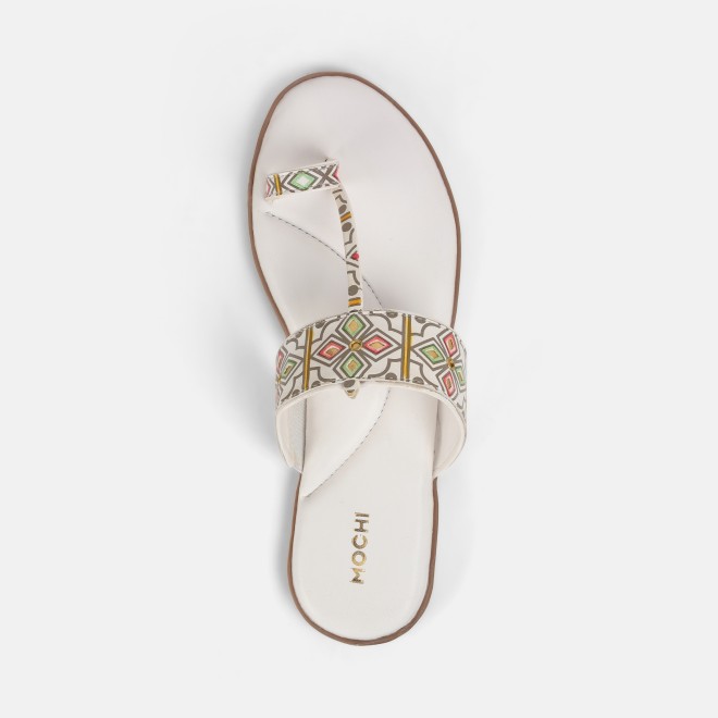 Mochi Women White Ethnic Slippers (SKU: 32-1214L-16-42)