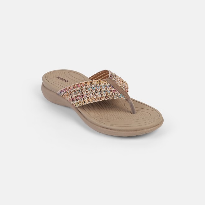 Mochi Women Beige Casual Slippers
