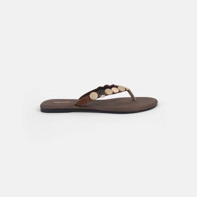 Mochi Women Gold Casual Slippers (SKU: 32-1220-15-37)