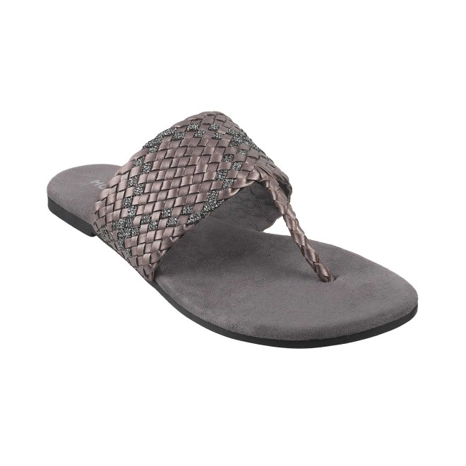 Mochi Women Gun-Metal Casual Slippers (SKU: 32-1231-29-36)