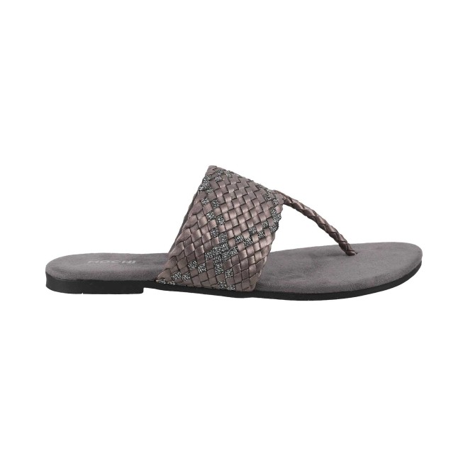 Mochi Women Gun-Metal Casual Slippers (SKU: 32-1231-29-36)