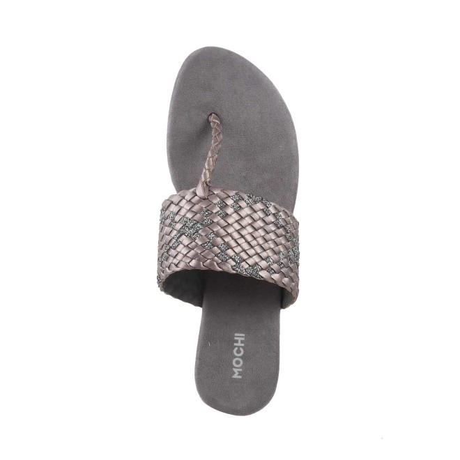 Mochi Women Gun-Metal Casual Slippers (SKU: 32-1231-29-36)