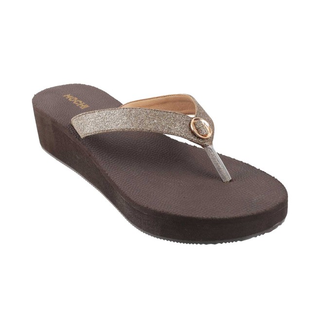 Mochi Women Antique-Gold Casual Slippers (SKU: 32-1234-28-38)