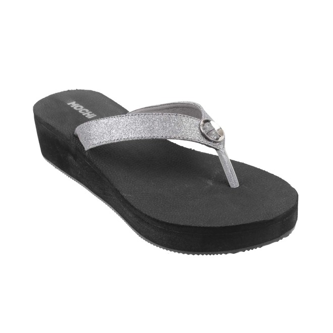 Mochi Women Gun-Metal Casual Slippers (SKU: 32-1234-29-39)