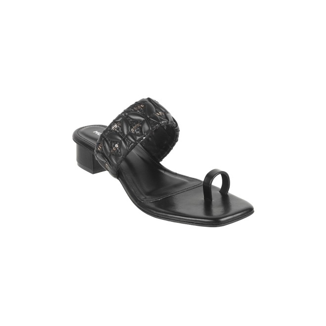 Mochi Women Black Ethnic Slip Ons