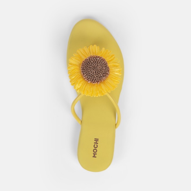 Mochi Women Yellow Casual Slippers (SKU: 32-1328-33-37)