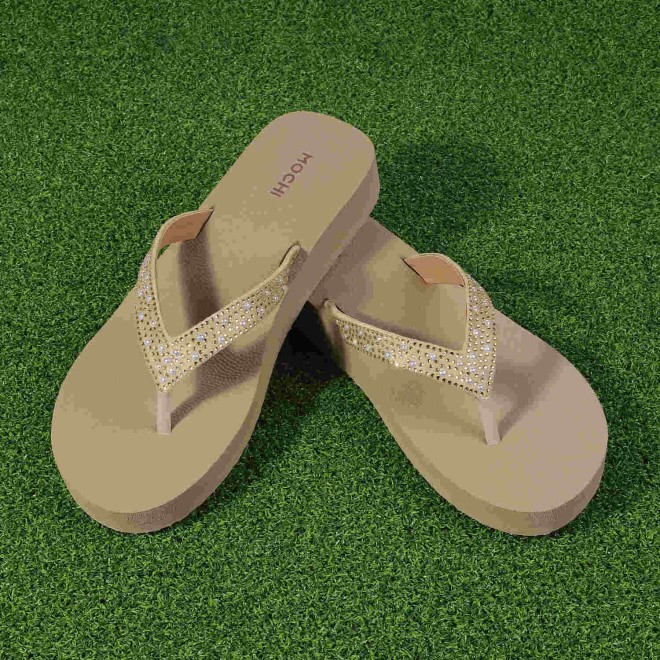Mochi Women Beige Casual Slippers