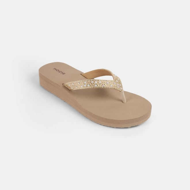 Mochi Women Beige Casual Slippers (SKU: 32-1341-20-37)