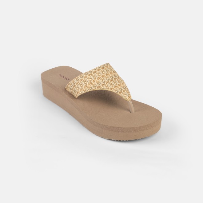 Mochi Women Beige Casual Slippers (SKU: 32-1346-20-36)
