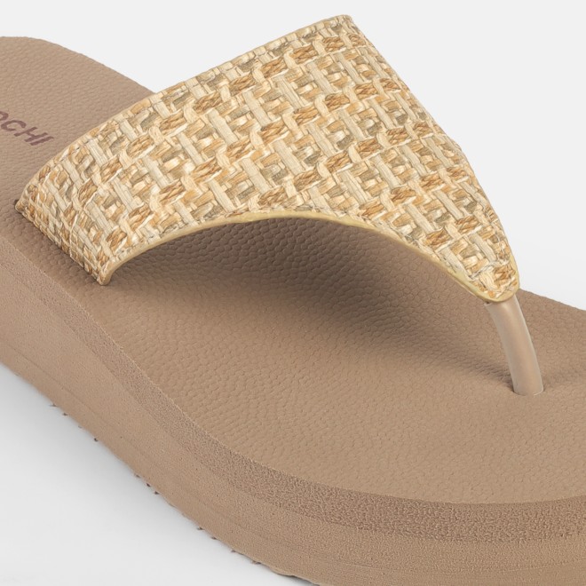 Mochi Women Beige Casual Slippers (SKU: 32-1346-20-36)
