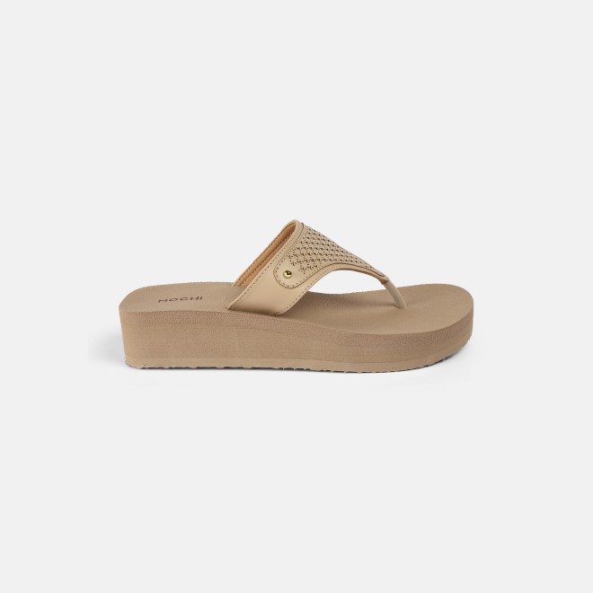 Mochi Women Beige Casual Slippers (SKU: 32-1351-20-36)
